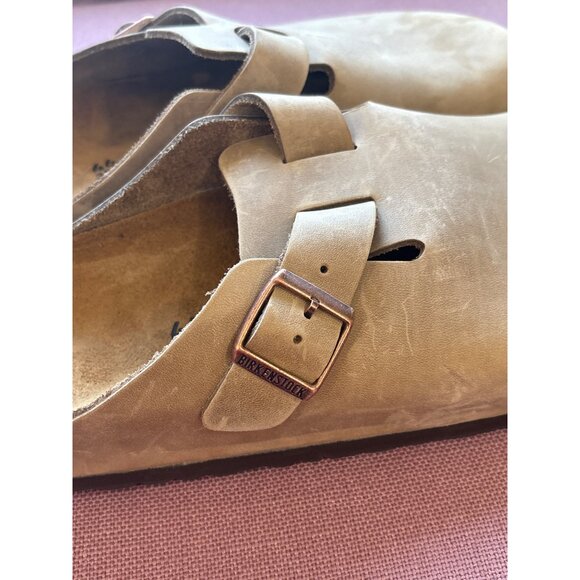 BIRKENSTOCK Boston Oiled Leather Clogs in Tabacco Brown 46 New with Box Slides - Picture 8 of 15
